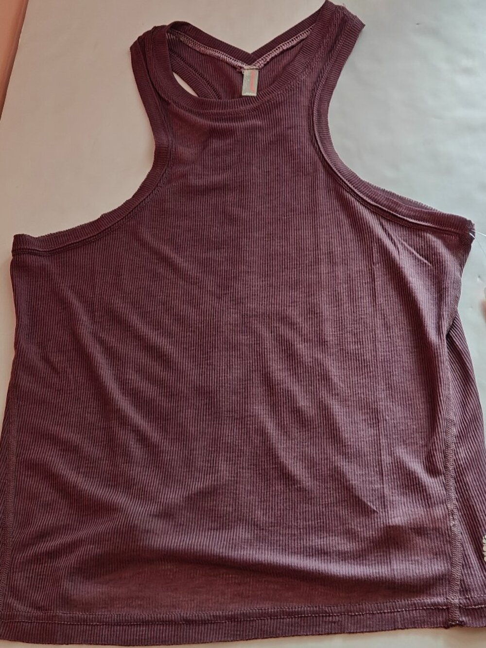 FREE PEOPLE MOVEMENT Ribbed High Neck Crop Tank Top Mauve XS